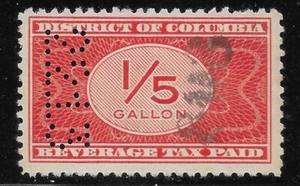 1934 US District of Columbia Beverage Liquor tax REVENUE 1/5 GALLON used - Picture 1 of 2