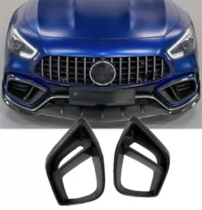 Real Carbon Front Bumper Grill Air Vent Fog Cover For MB AMG GT 63 S 2019-2023 - Picture 1 of 8