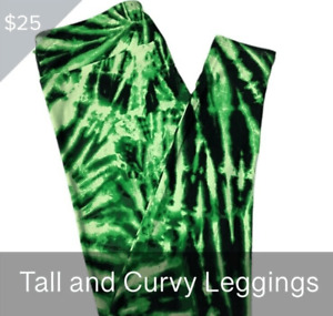 LuLaRoe Womens Leggings Size TC Black Green Tie Dye Ombre Tall And Curvy NWT