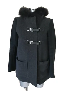 MAJE - MANTEAU/DUFFLE COAT " SALi "- LAINE / CACHEMIRE - TAILLE 38fr - GRIS/NOIR - Imagen 1 de 8