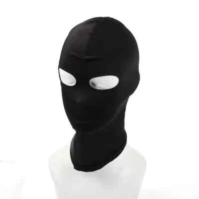 Black Spandex Head Hood Face Head Cover Open Eyes Role Play Unisex Mask Costume - Image 1 of 4
