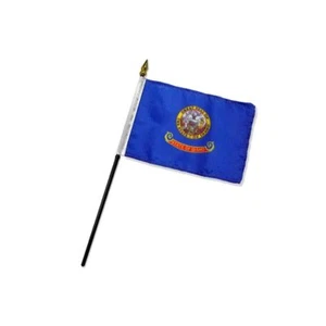 Idaho 4x6in State Stick Flag - Mini USA Desk Flag Parade Classroom Decor - Picture 1 of 4