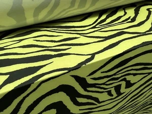 Soft Touch Stretch Spandex Jersey Fabric, Per Metre - Zebra print - Lime - Picture 1 of 4
