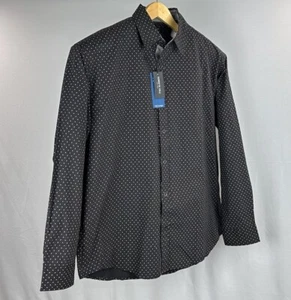 KENNETH COLE Dress Shirt Men's 2X Black Regular Fit Button-Up Peached Poplin NWT - Picture 1 of 12