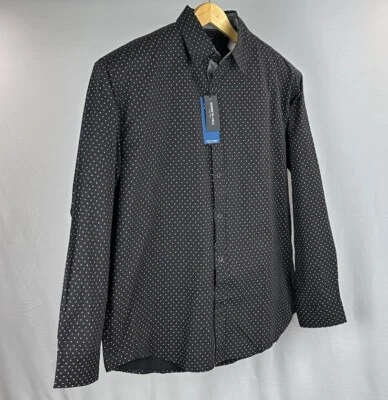 Camisa de Vestir KENNETH COLE Para Hombre 2X Negra Calce Regular Botones Melocotón Popelina Nueva con Etiquetas Foto 1 de 4