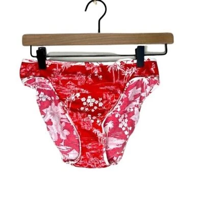 Puestas de sol rojo blanco tropical bikini parte inferior playa piscina traje de baño complejo vacacional M Foto 1 de 4