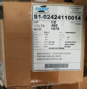 OEM York Luxaire Coleman Condenser Fan Motor 1/2 HP S1-02424110014 024-24110-014 - Picture 1 of 2