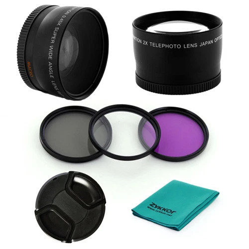 0.45x WIDE LENS, 2x Tele CPL UV FLD Filters, CAP for Canon EOS 58mm EF-S 18-55mm - Image 1 of 1
