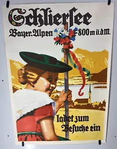 Original Vintage Early Travel Poster Germany Bayern Bavarian Alps - Picture 1 of 5