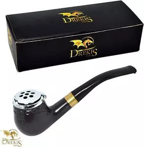 Drekis Pipes Pipa da fumo palissandro naturale fatta a mano stile uovo in legno nero - Foto 1 di 5