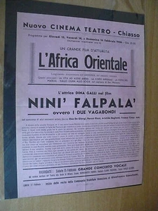 FLYER NUOVO CINEMA TEATRO CHIASSO L'AFRICA ORIENTALE NINI' FALPALA' DINA GALLI - Bild 1 von 1