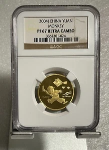 China LUNAR SERIES 2004 (2004J) CHINA YUAN Monkey Coin, NGC PF 67 ULTRA CAMEO - Picture 1 of 2