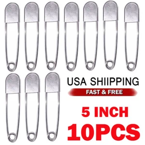 10Pcs 5 Inch Large Safety Pins for Clothes Big Safety Pins Heavy Giant NEW - Picture 1 of 11