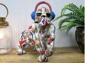 British Union Jack DJ Gorilla Unique Funky Ornament Statue - Picture 1 of 1
