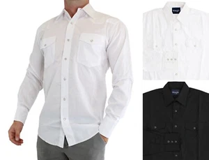 Wrangler Men's Western Dress Shirt Long Sleeve 2-Pocket, Serged Hem, Pearl Snaps - Picture 1 of 10