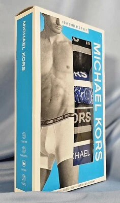 迈克高仕4 Performance Poly Boxer Briefs XL Lux Touch黑色蓝色纯色标志 — 第 1/4 张图片