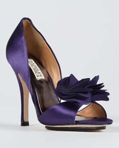 NIB Badgley Mischka RANDALL purple satin D'orsay heel sandal open toe shoes 10