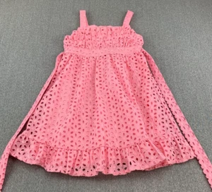 Bonnie Jean Eyelet Ruffle Dress Girls Size 5 Pink So Cottage Core Sweet Cute! - Picture 1 of 13