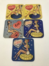 Joblot 5 Old Vintage Beer Mats Coasters Baby Bubbly Girls Man Cave Bar