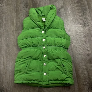Gymboree Girls Puffer Vest Green Sleeveless Collared Pocket Size L 10-12 - Picture 1 of 4
