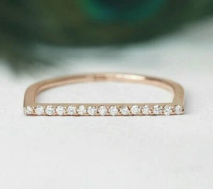 Diamond Ring 14k Gold Stackable Diamond Ring D Shape Ring Anniversary Ring. - Picture 1 of 12
