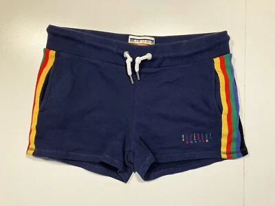 SUPERDRY Blue/Rainbow Colorful COTTON ATHLETIC SHORTS Sweat Gym Summer Women 10 - Image 1 of 4
