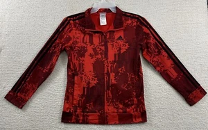 Adidas Track Jacket Girls Size L 14/16 Black Red Polyester (Satin Feel) - Picture 1 of 15
