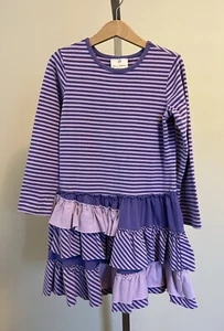 Hanna Andersson Girls Purple Striped Tiered Skirt Size 120 - Picture 1 of 4