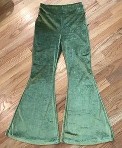 Flare Bell Bottom Pants Crushed Velvet M Whimsical Fairycore Disco Hippie - Picture 1 of 9