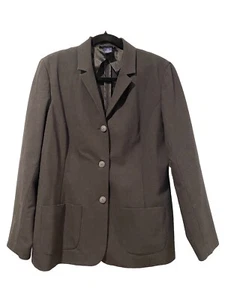 Lands End Blazer Womens 12 Petite Charcoal Structured Workwear Business Career - Picture 1 of 6