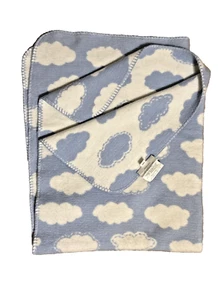Pottery Barn Kids Blue White Clouds in the Sky Baby Blanket 30x38 - Picture 1 of 3