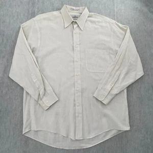 Valentino Uomo Shirt Adult 16.5 Beige Check Button Down Cotton Long Sleeve Mens - Picture 1 of 10