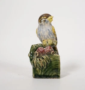 Uccellino in ceramica cinese Shiwan - marchio in ceramica studio quattro caratteri 20a maiolica - Foto 1 di 12