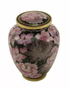 Urna de cremación funeraria Cloisonne rubor floral pequeña/sacudida, 50 pulgadas cúbicas - Imagen 1 de 3