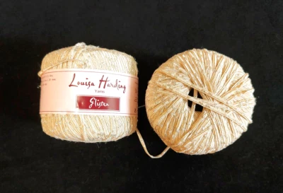 2 Bolas Louisa Harding Glisten Cinta Hilo NYLON, COLOR 23, Blanco y Plata  Foto 1 de 3