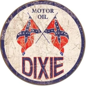 Big 28 cm DIXIE MOTOR OIL Pub Retro Garage Tin Metal Sign Man Cave Bar - Foto 1 di 1