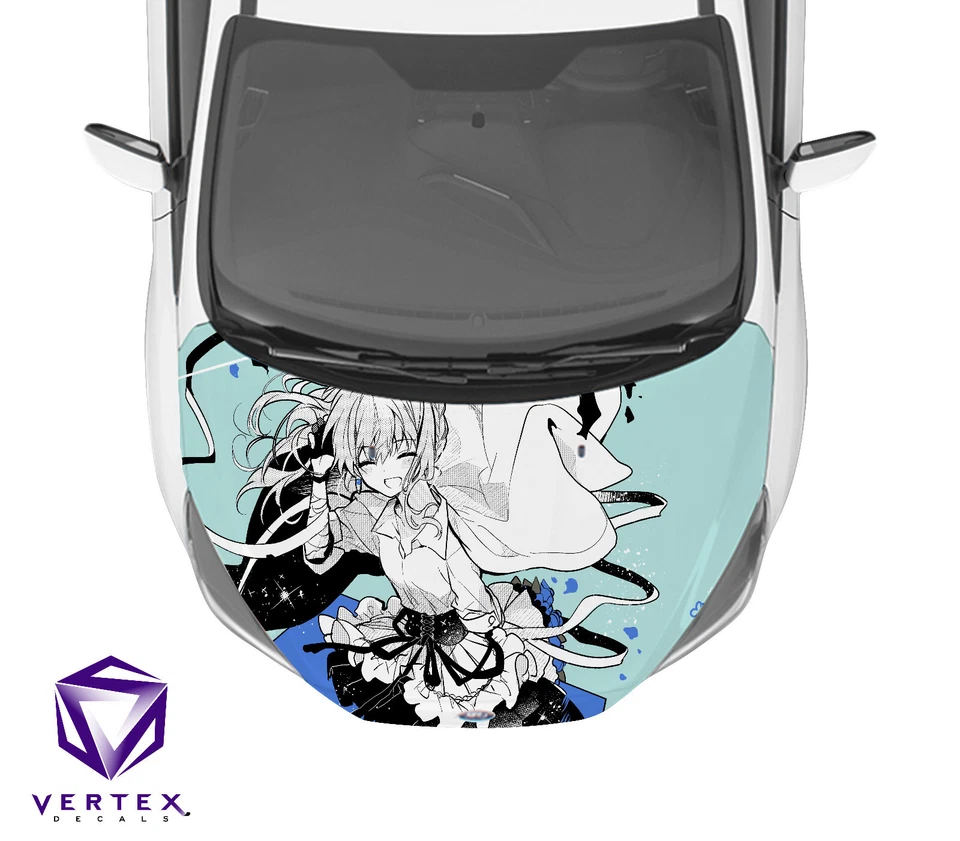 Holo Live Blue Anime Hood Wrap Weatherproof Vinyl Decal 50X60 1-YR Waranty K - Image 1 of 1