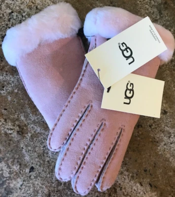 NUEVO CON ETIQUETAS Guantes Para Mujer UGG Genuinos Teñidos de Piel de Oveja Delgados Ventilación Lateral Rosa S Foto 1 de 4