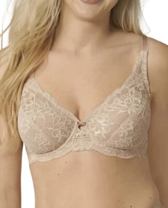 Triumph Amourette Charm Underwired Soft Lace Floral Bow Bra Cream UK Size 36E - Picture 1 of 3