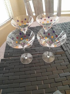 4 Pampered Chef DOTS 7-7/8" Martini Glass - Picture 1 of 12
