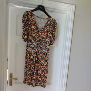 Next multicoloured pansy floral tea day ruched dress 12p - Picture 1 of 2