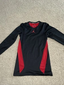 Jordan Nike Long Sleeve Shirt Men Size Small Black Red Dri-fit - Picture 1 of 2