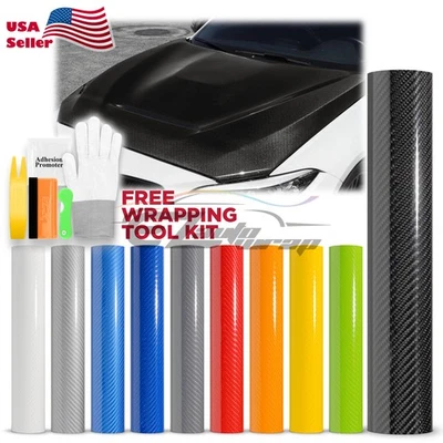 7D Premium High Gloss Carbon Fiber Vinyl Wrap Bubble Free Air Release Decal 6D - Image 1 of 4