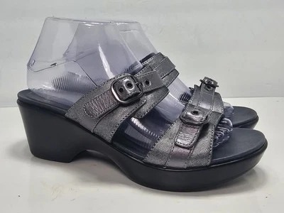 Sandalia de cuña sin cordones de cuero Dansko Jessie para mujer talla EU 39 US 8,5 - 9 peltre Foto 1 de 4