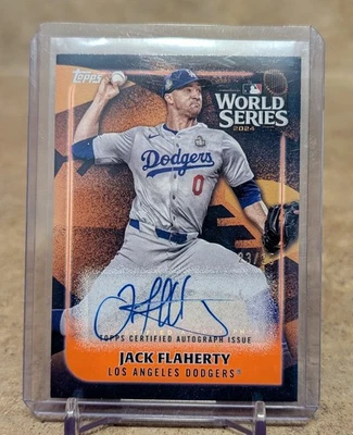 2025 Topps World Series Champion Orange Jack Flaherty Auto /25 Dodgers #WCA-JF - Image 1 of 2