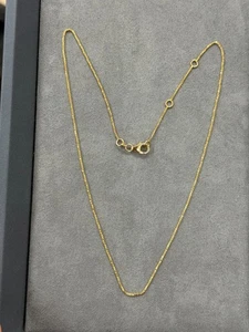 Solid Adjustable Box Chain Necklace 0.9mm REAL 14K Yellow Gold Up To 18'' - Picture 1 of 7