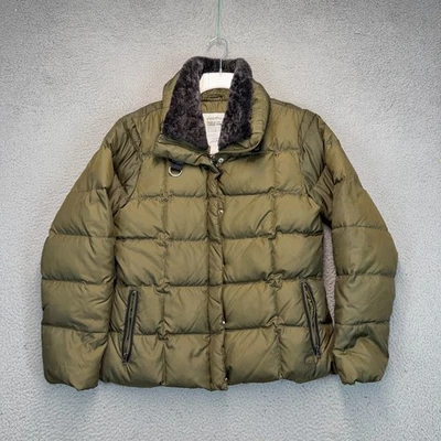 Chaqueta acolchada Eddie Bauer para mujer mediana verde plumón cremallera completa senderismo al aire libre EB700 Foto 1 de 4