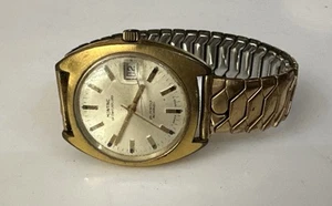 Vintage Men’s Gents Montine Automatic 25 Jewel Watch Gold Tone Expandable Strap - Picture 1 of 12