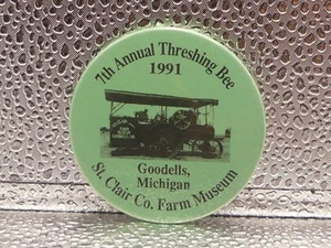 7th Annual Threshing Bee St. Clair Co. Farm Museum Goodells, MI Pinback Button - Picture 1 of 8