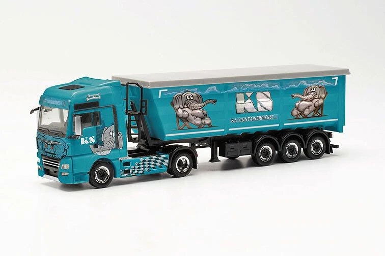 HERPA, MAN TGX XXL E6C 4x2 con cassone ribaltabile a 3 assi KS Containerdiens... - Immagine 1 di 1
